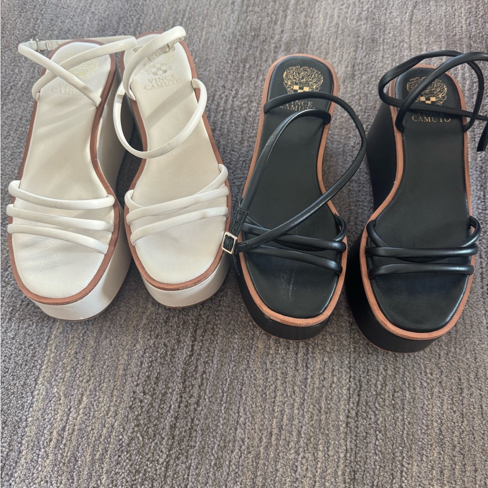 Vince Camuto Black and White Platform Sandals